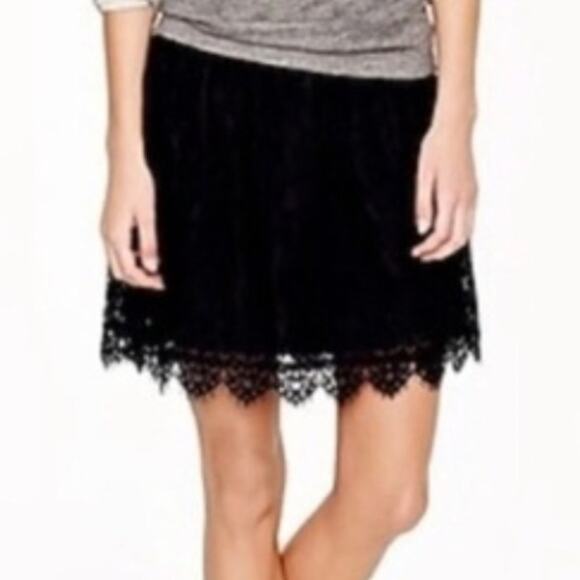 J. Crew Black Lined Lace Trim Mini Skirt size 6 - Picture 1 of 7